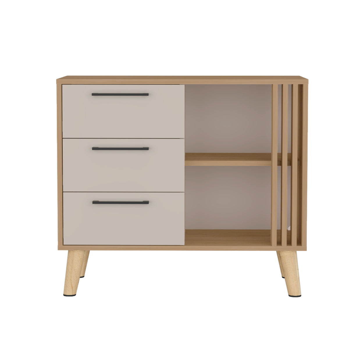 Cajonera Vance Fresno Europeo y Capri 80x70cm con Tres Cajones - CAJONERAS Y COMODAS | Bylmo