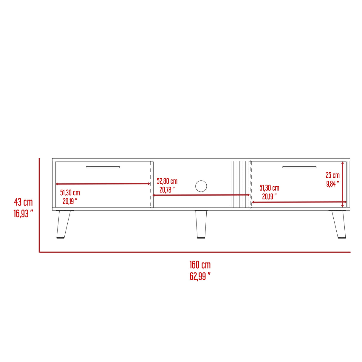 Rack de TV Vance Capri y Fresno Europeo 160x35cm Para TV Hasta 70 Pulgadas con Ranuras para Cables - MUEBLES DE TV | Bylmo