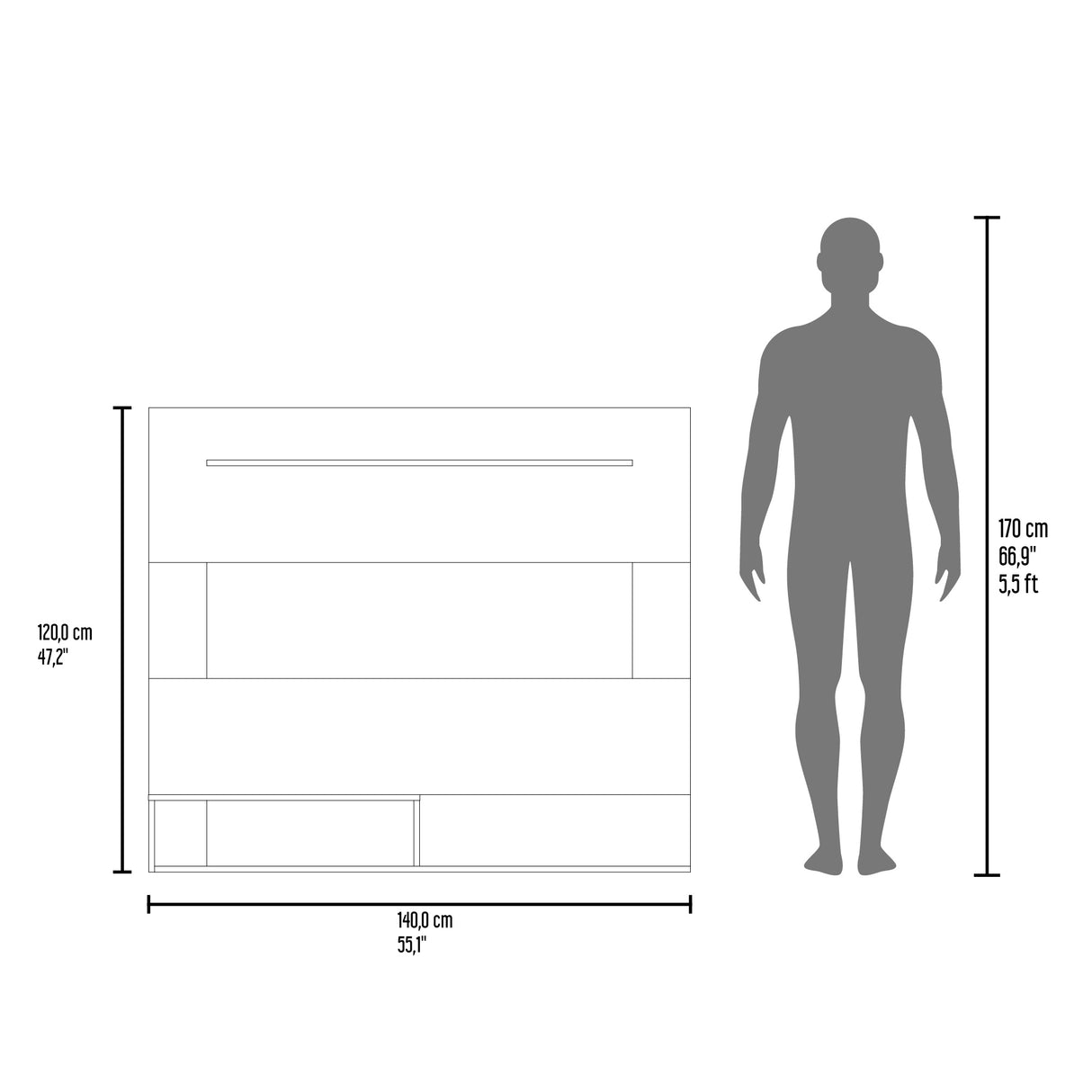Panel de TV Flotante Baijing Blanco 140x120cm Para TV Hasta 55 Pulgadas - MUEBLES DE TV | Bylmo
