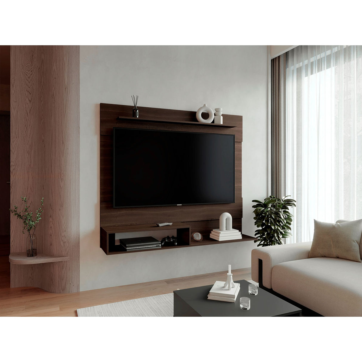Panel de TV Flotante Mochak Milan 140x120cm Para TV Hasta 55 Pulgadas - MUEBLES DE TV | Bylmo