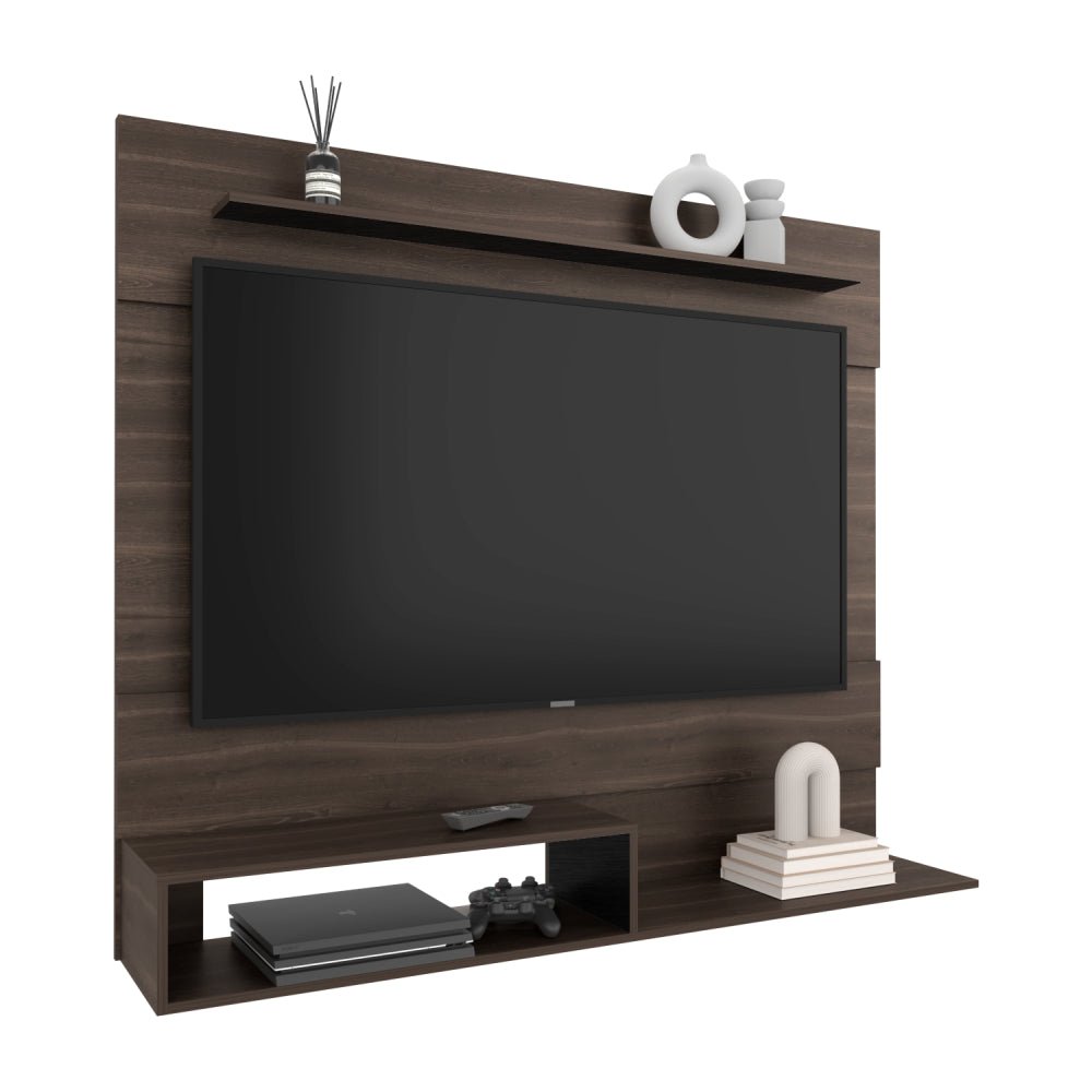 Panel de TV Flotante Baijing Milan y Wengue 160x137cm Para TV Hasta 70 Pulgadas - MUEBLES DE TV | Bylmo