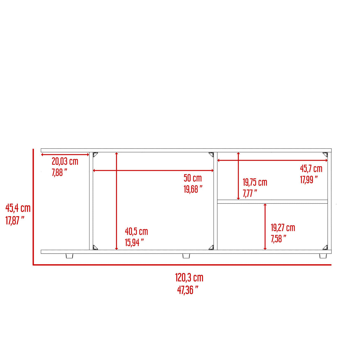 Rack de TV GoodWood Nogal 120.3x45.4cm Para TV Hasta 50 Pulgadas - MUEBLES DE TV | Bylmo