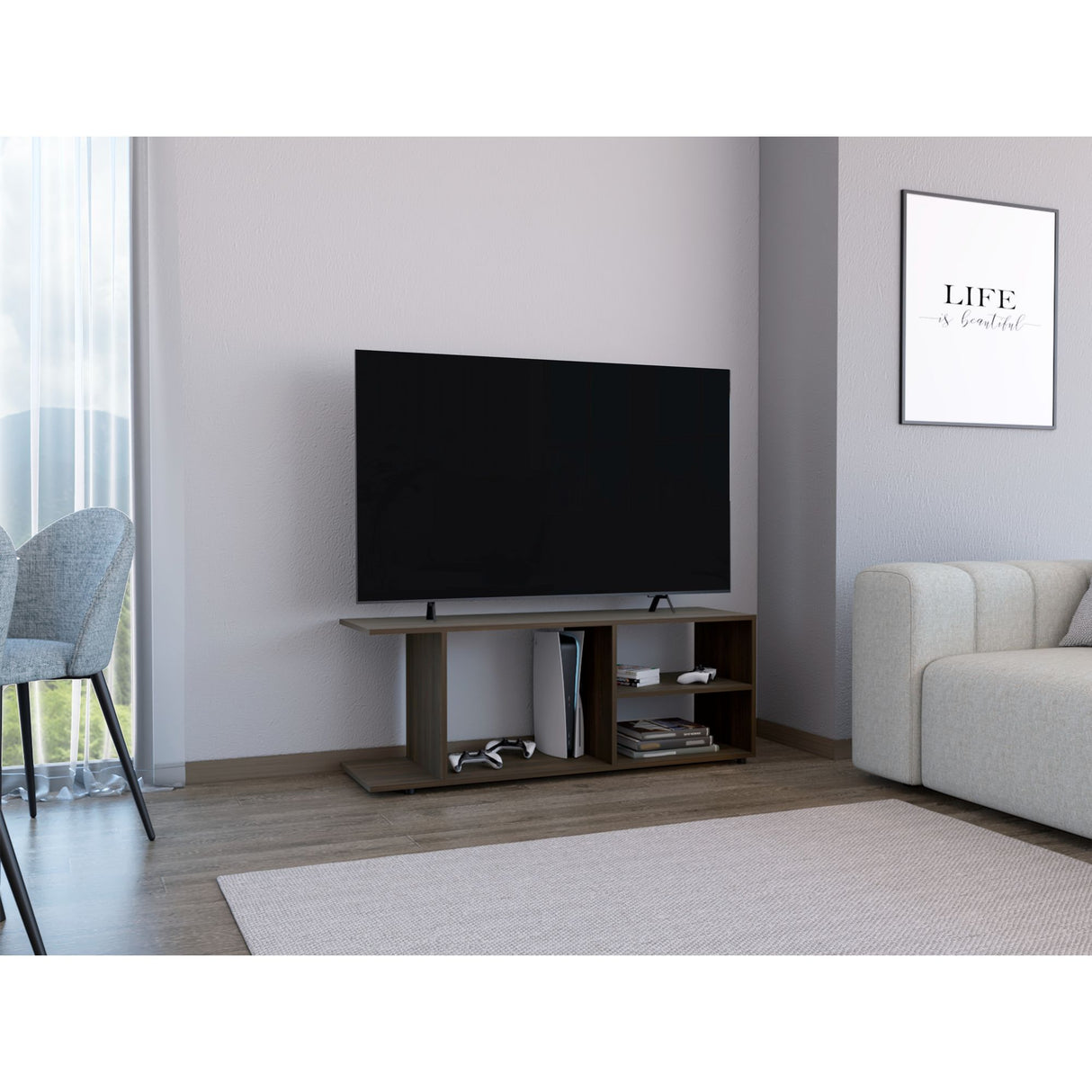 Rack de TV GoodWood Nogal 120.3x45.4cm Para TV Hasta 50 Pulgadas - MUEBLES DE TV | Bylmo