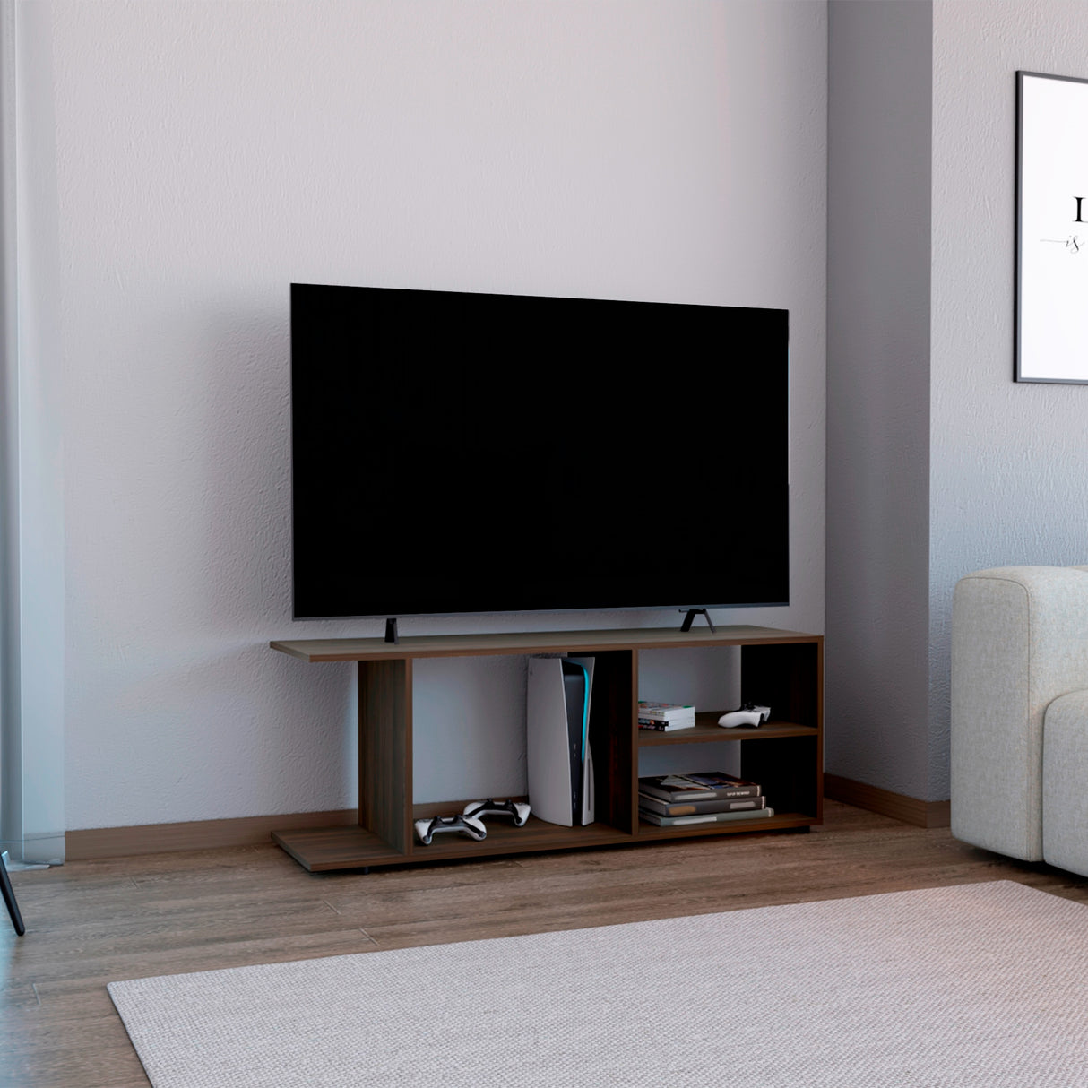 Rack de TV GoodWood Nogal 120.3x45.4cm Para TV Hasta 50 Pulgadas - MUEBLES DE TV | Bylmo