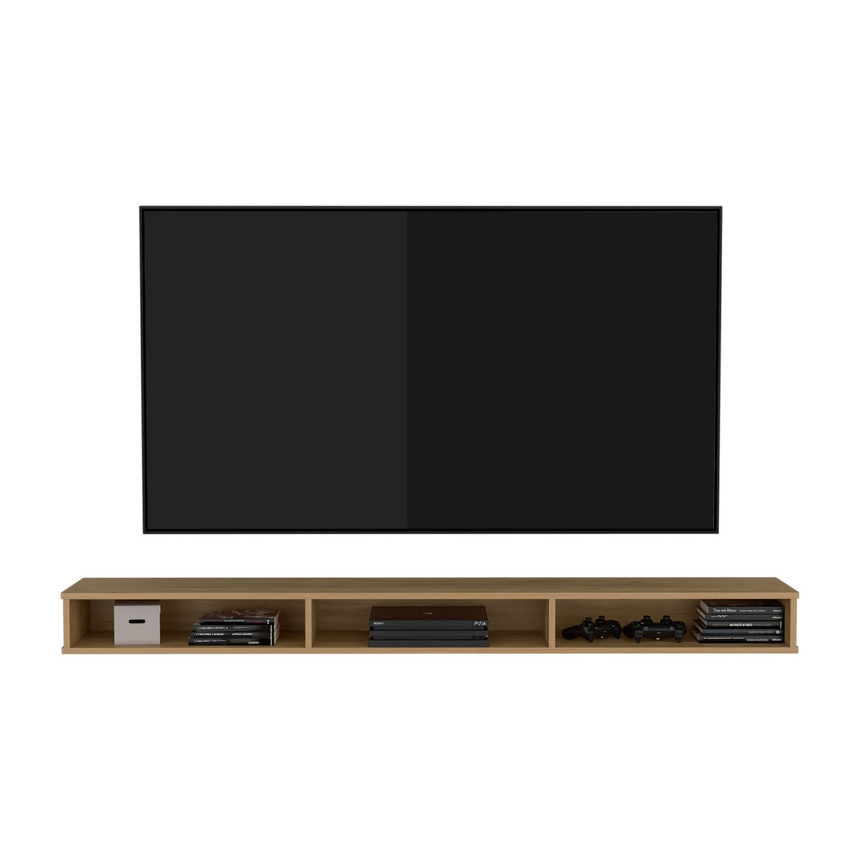 Rack de TV Flotante Luft Fresno 180x15cm Para TV Hasta 75 Pulgadas con Ranuras para Cables - MUEBLES DE TV | Bylmo