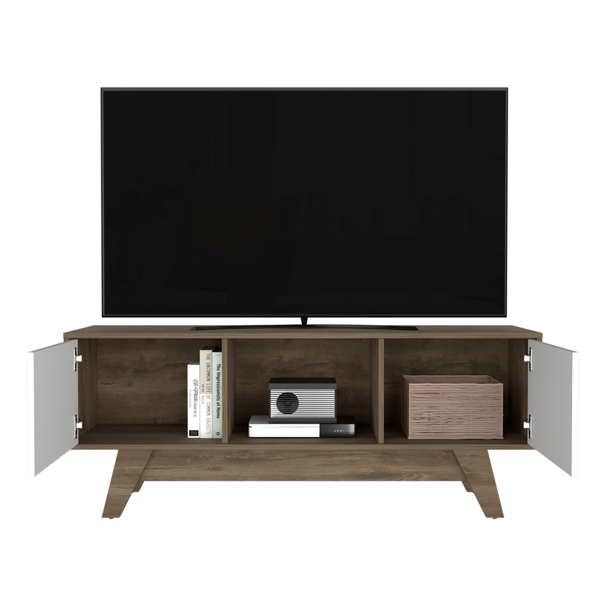 Rack de TV Romero Bellota y Blanco 135x53.7cm Para TV Hasta 55 Pulgadas - MUEBLES DE TV | Bylmo