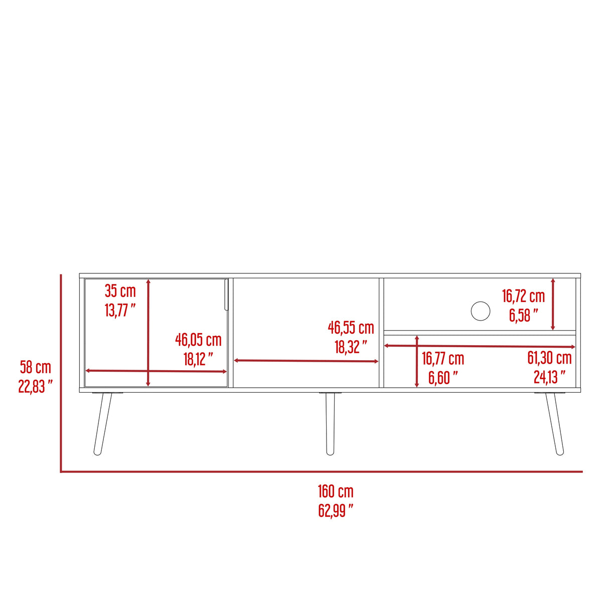 Rack de TV Vulcan Capri 160x58cm Para TV Hasta 65 Pulgadas con Ranuras para Cables - MUEBLES DE TV | Bylmo