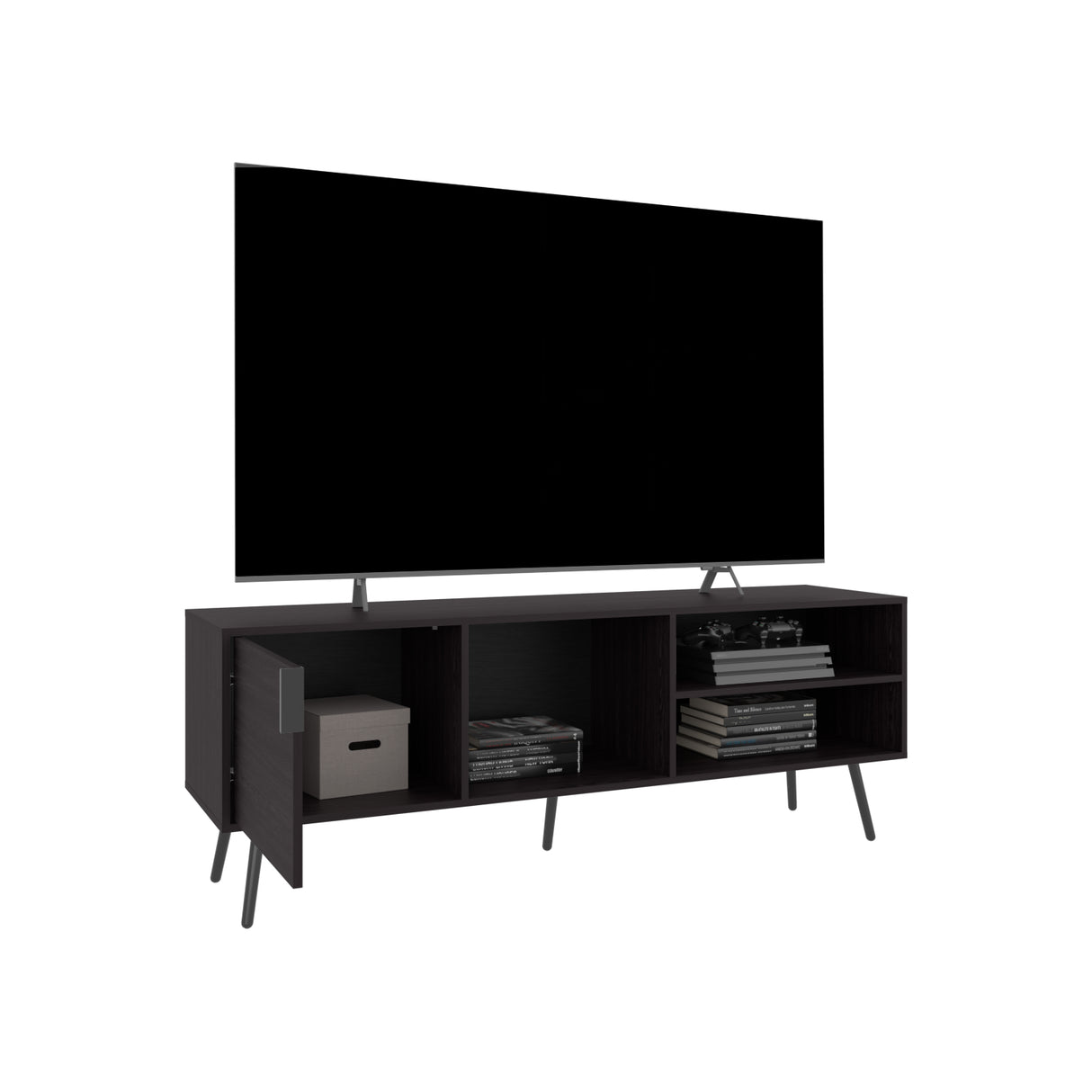 Rack de TV Vulcan Wengue 160x58cm Para TV Hasta 65 Pulgadas con Ranuras para Cables - MUEBLES DE TV | Bylmo