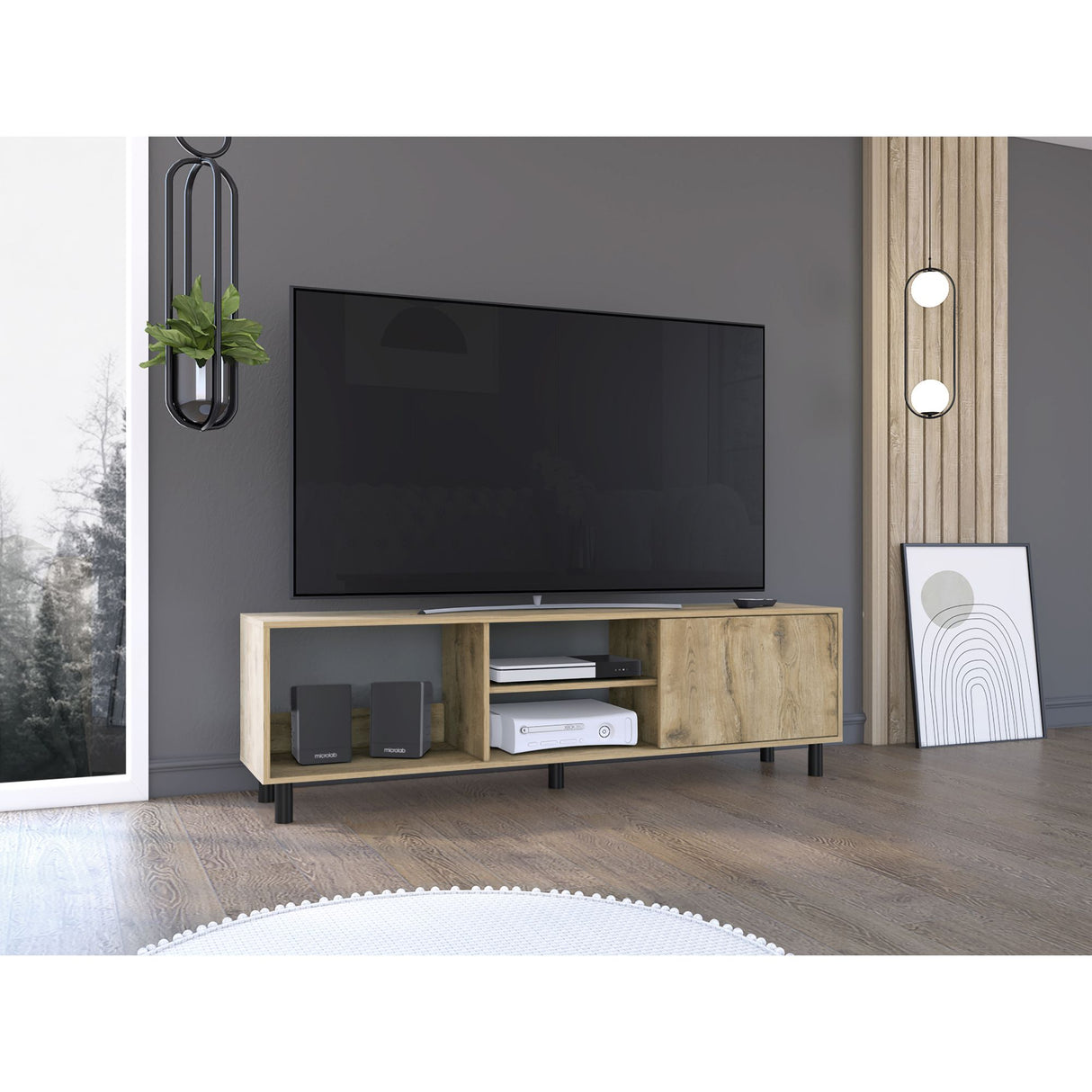 Rack de TV Tunez Plus Macadamia 160x47.5cm Para TV Hasta 70 Pulgadas - MUEBLES DE TV | Bylmo