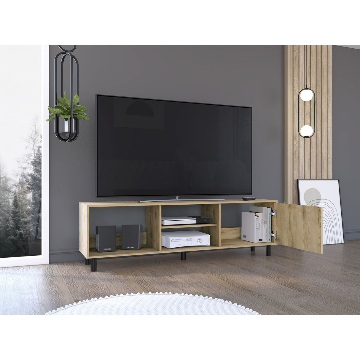 Rack de TV Tunez Plus Macadamia 160x47.5cm Para TV Hasta 70 Pulgadas - MUEBLES DE TV | Bylmo