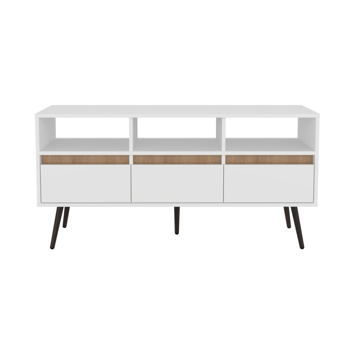 Rack de TV Aranjuez Blanco y Fresno 120.2x60cm Para TV Hasta 50 Pulgadas - MUEBLES DE TV | Bylmo