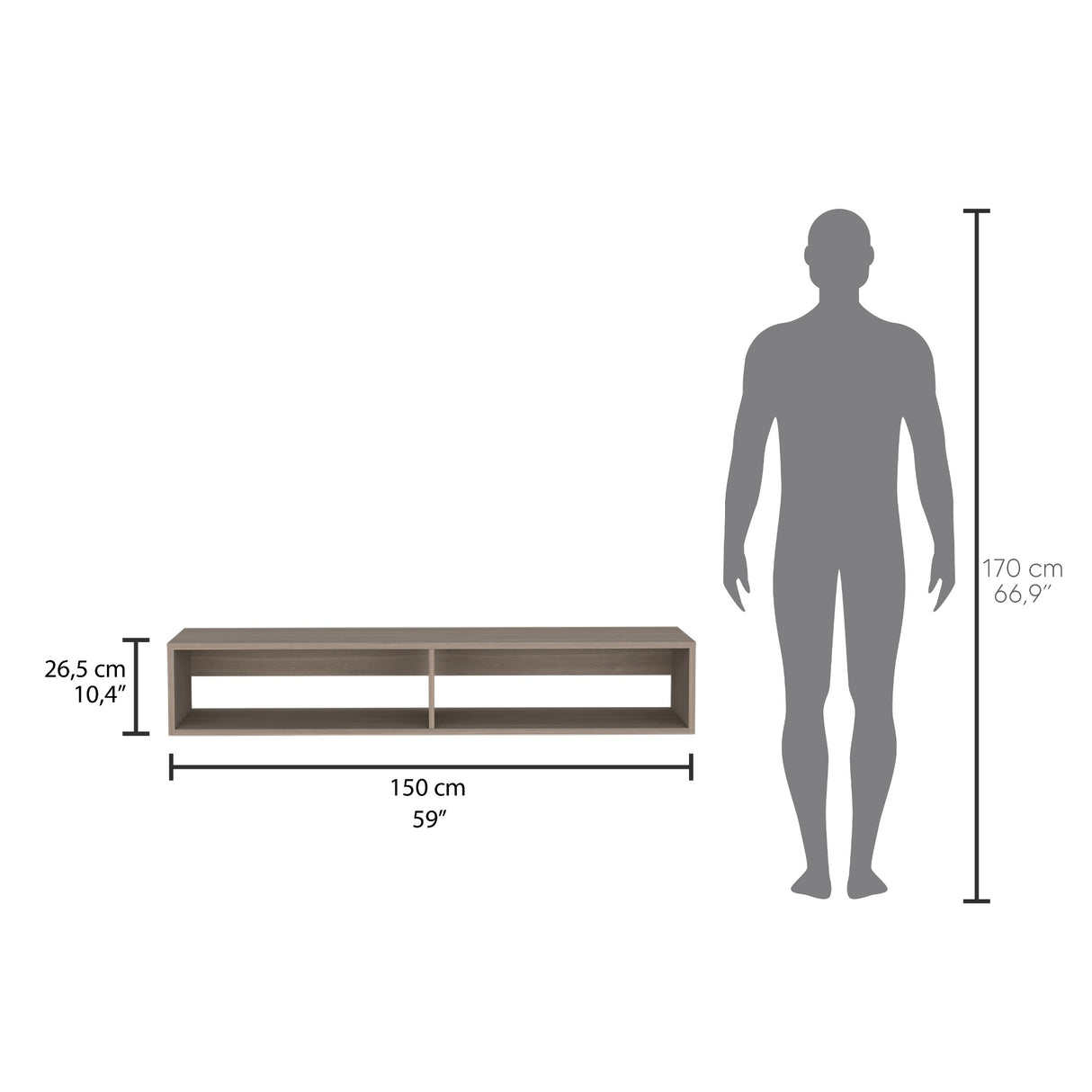 Rack de TV Flotante Bardolino 150x26.5cm Para TV Hasta 65 Pulgadas con Ranuras para Cables - MUEBLES DE TV | Bylmo