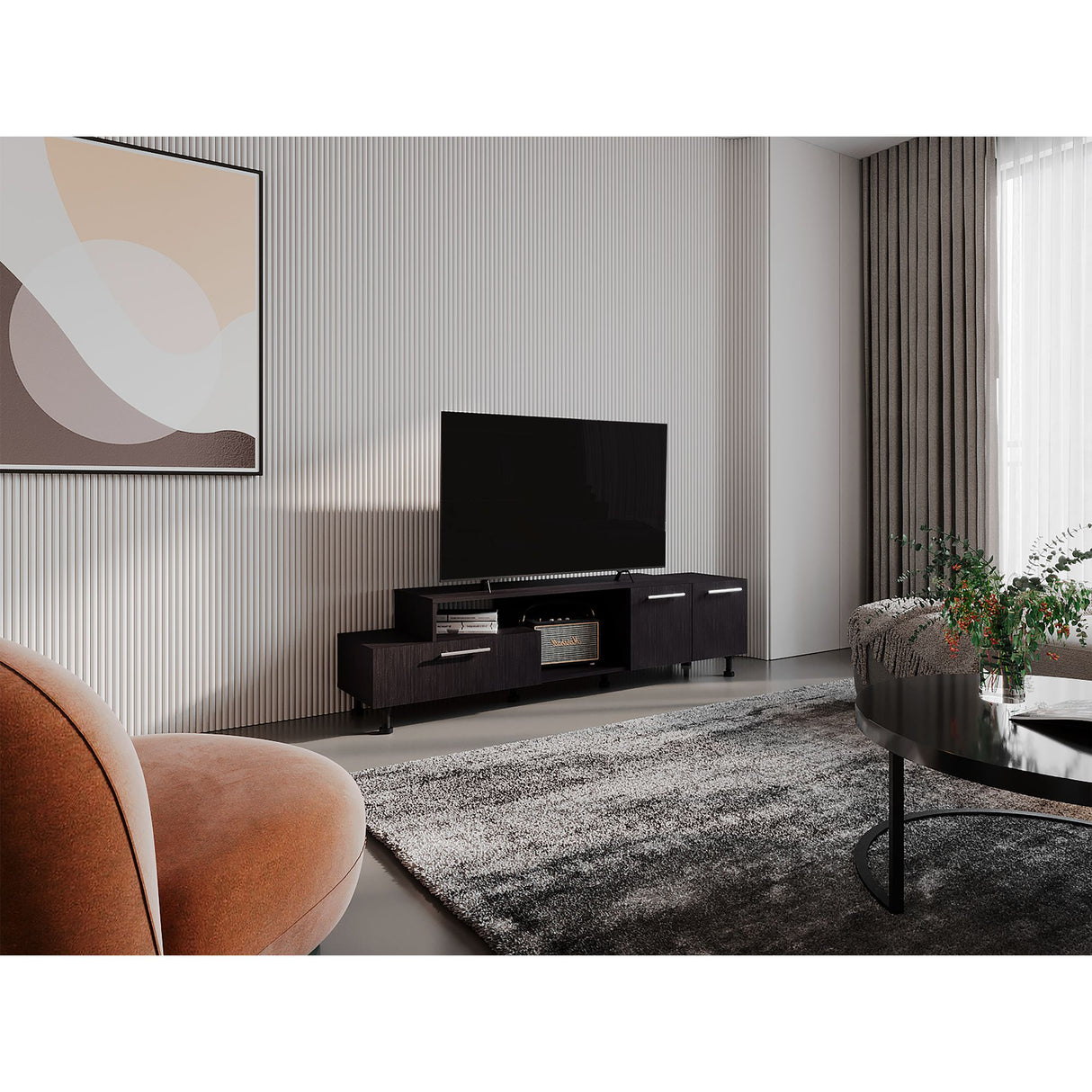 Rack de TV Atho Wengue 176x45cm Para TV Hasta 70 Pulgadas - MUEBLES DE TV | Bylmo