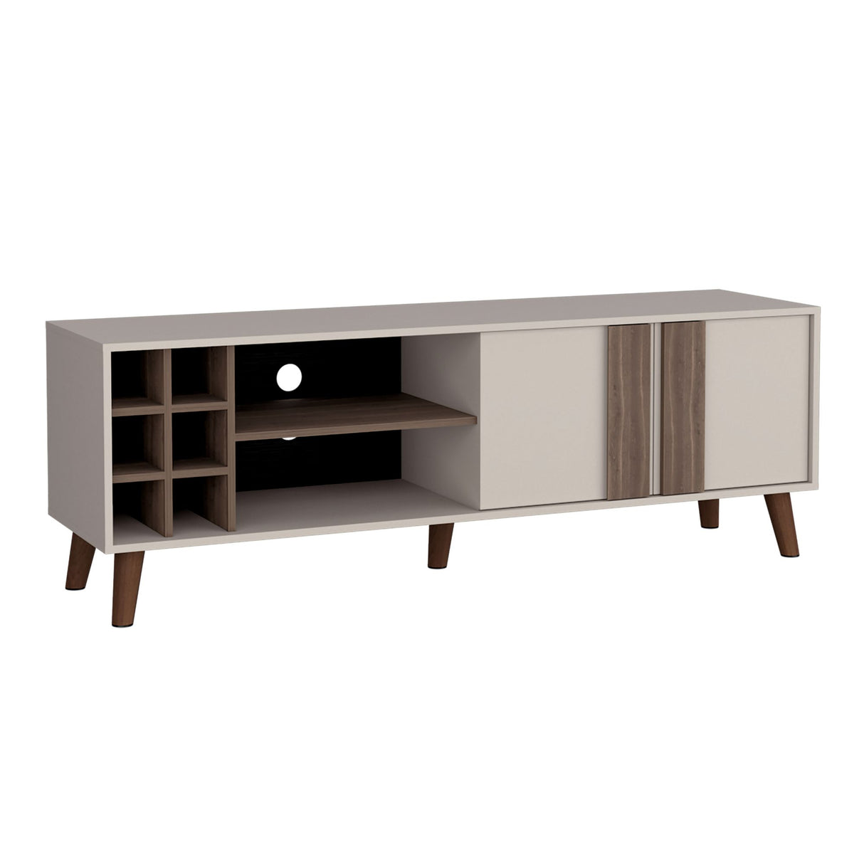 Rack de TV Zaragoza Milan y Capri 160x55cm Para TV Hasta 70 Pulgadas con Ranuras para Cables - MUEBLES DE TV | Bylmo