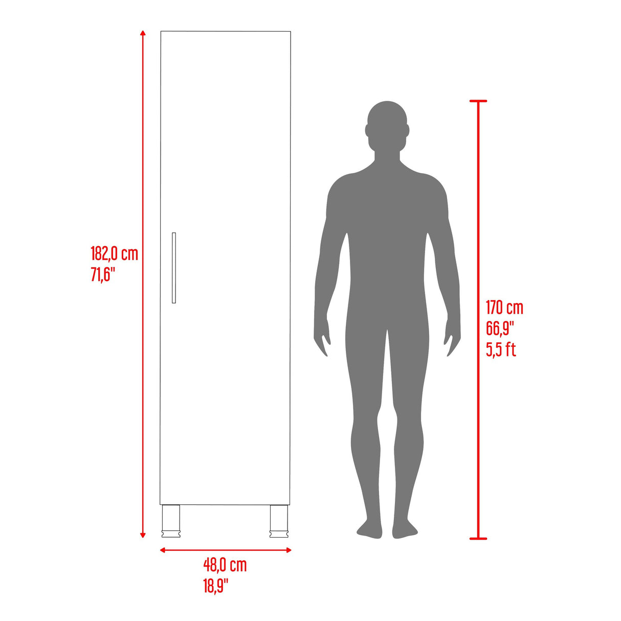 Organizador de Aseo Rayle Fresno Europeo y Blanco 48x182cm con Puerta Batible y con Patas - MUEBLES DE ASEO Y ROPAS | Bylmo