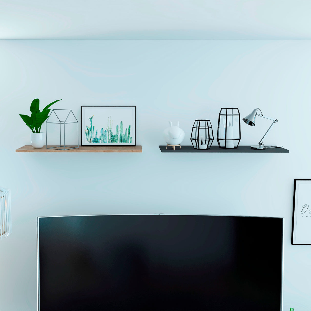 Set de 2 Repisas Flotante Rectangular Wall Miel y Plomo 160x1.5cm - REPISAS | Bylmo