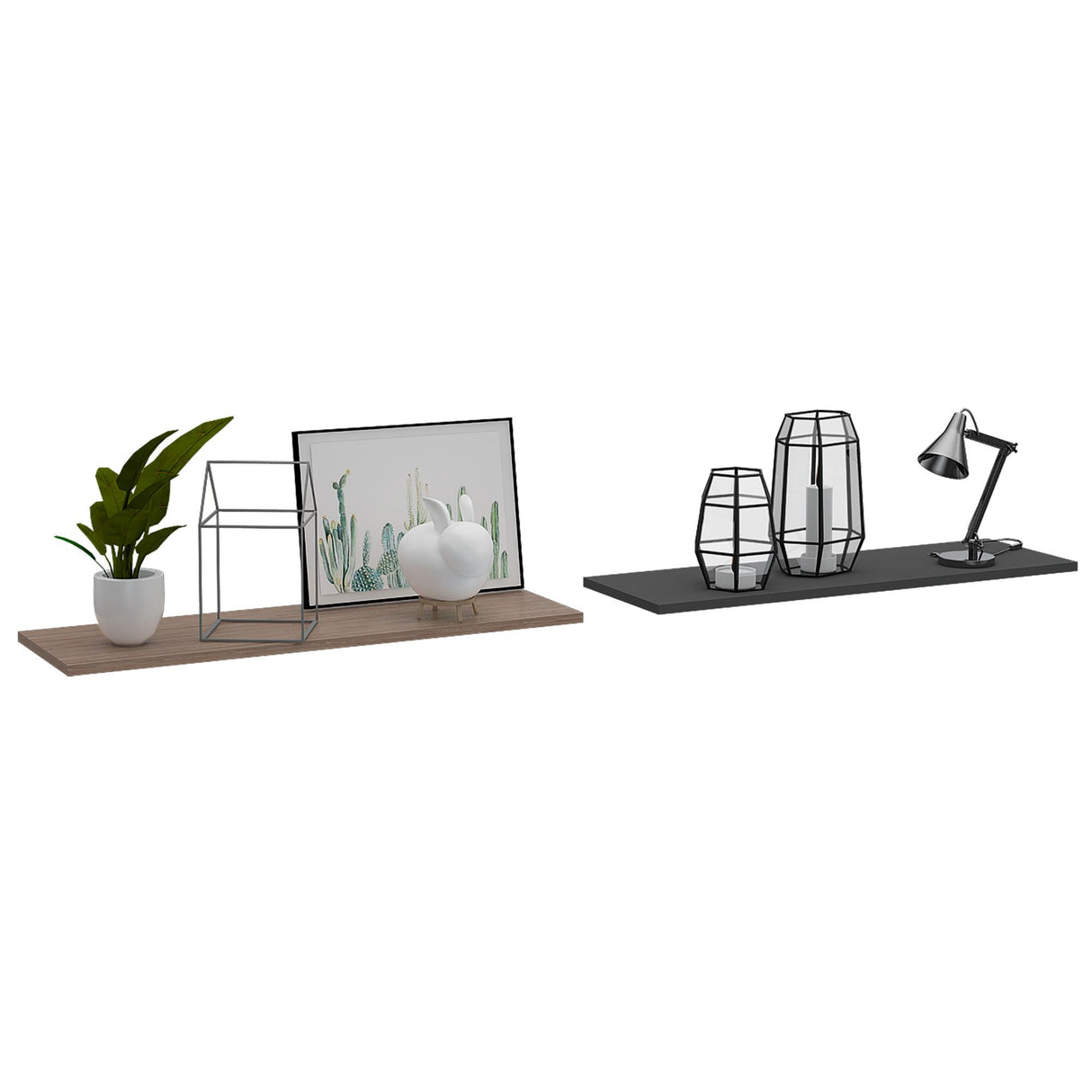 Set de 2 Repisas Flotante Rectangular Wall Miel y Plomo 160x1.5cm - REPISAS | Bylmo