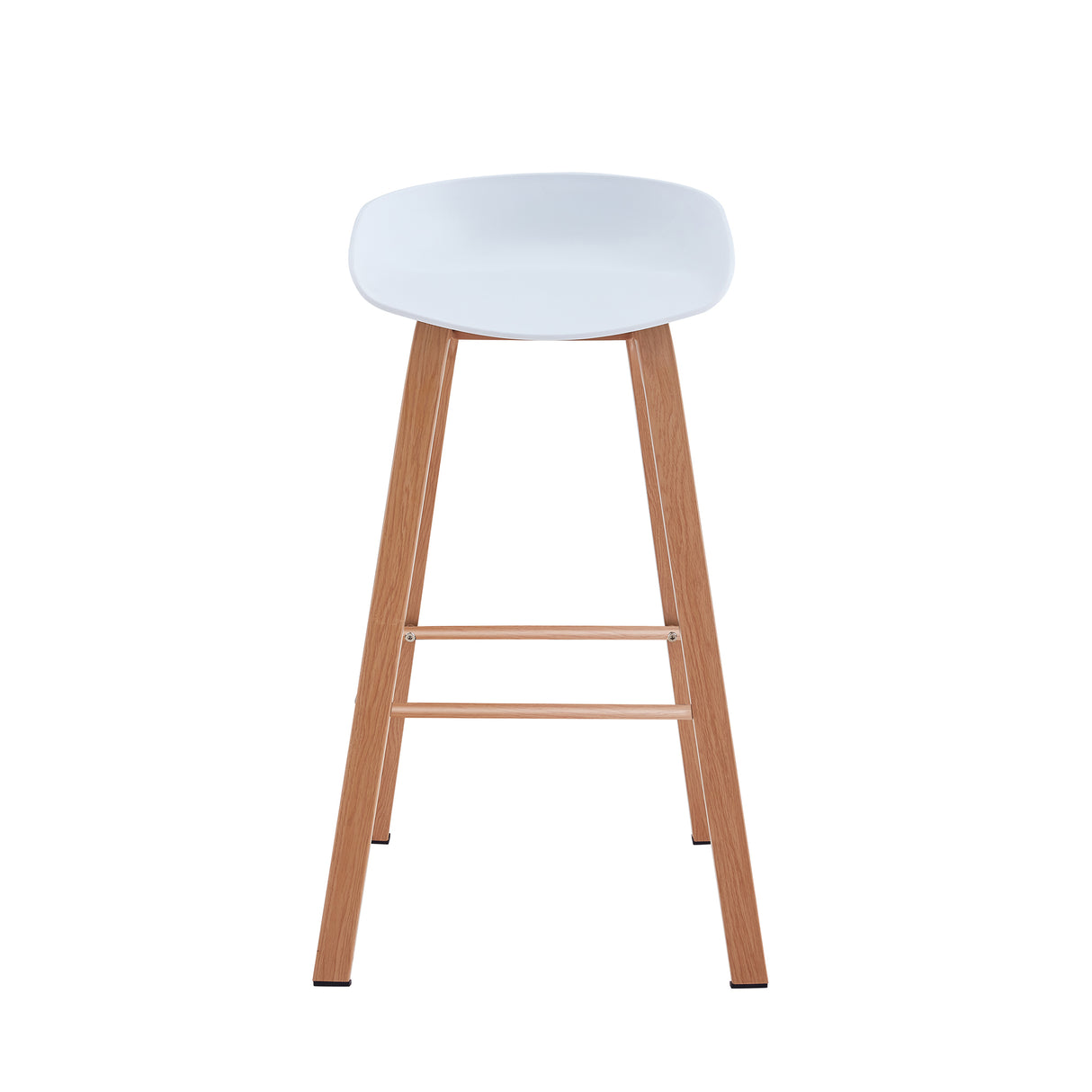 Set x 4 Sillas Banco BM - WB02 Blanco y Cafe Claro 52x86cm con Reposapiés - SILLAS Y BUTACOS | Bylmo