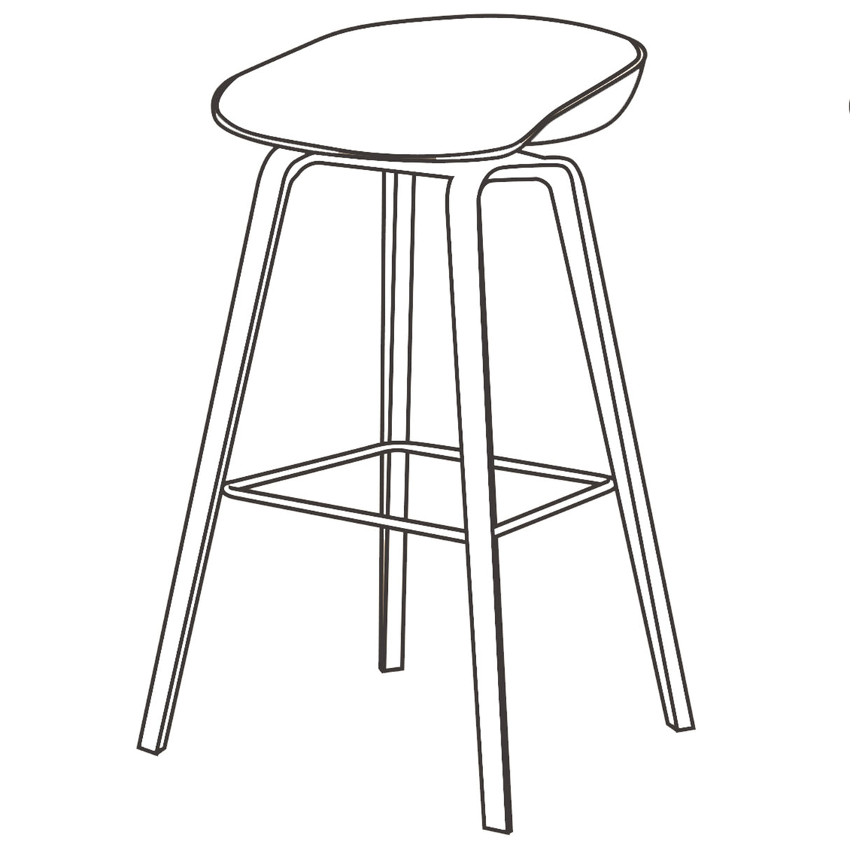 Set x 4 Sillas Banco BM - WB02 Blanco y Cafe Claro 52x86cm con Reposapiés - SILLAS Y BUTACOS | Bylmo