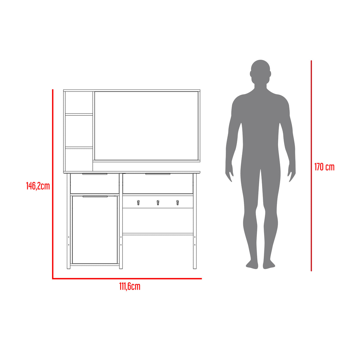 Tocador Holland Milan 111.6x146.2cm con Espejo y Dos Cajones - TOCADORES | Bylmo