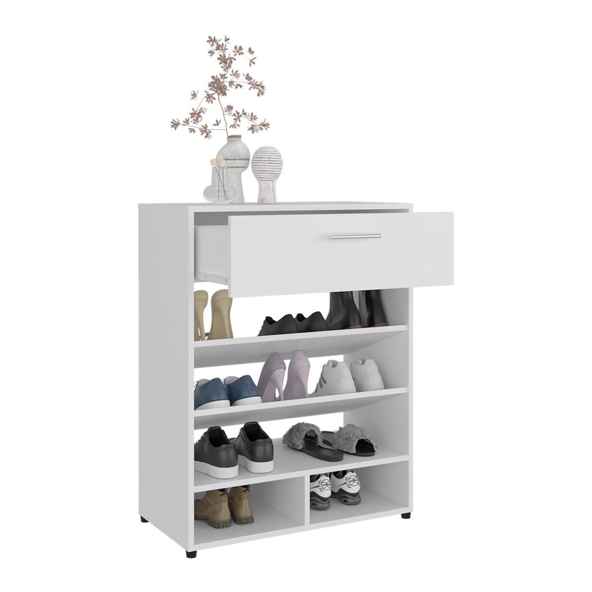 Zapatero Alpine Blanco 70x90cm de Cinco Niveles - ZAPATEROS | Bylmo