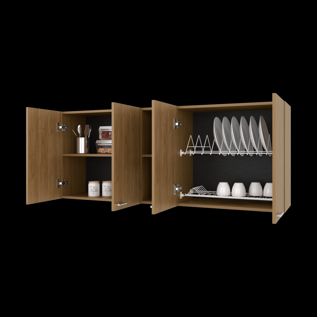 Mueble Superior de Cocina Portofino Fresno Europeo 150x60cm con Locero - MUEBLES SUPERIORES DE COCINA | Bylmo