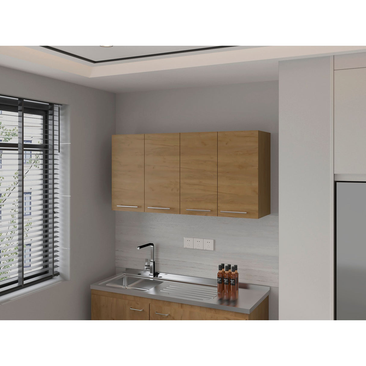 Mueble Superior de Cocina Fresno Europeo 120x60cm con Locero - MUEBLES SUPERIORES DE COCINA | Bylmo