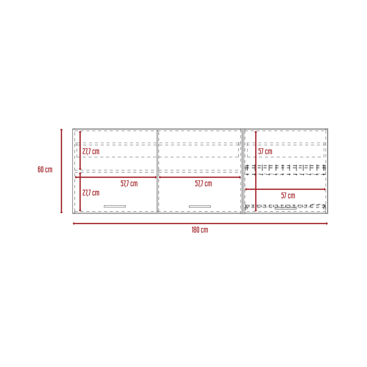 Mueble Superior de Cocina Gante Rovere y Niebla 180x60cm con Locero - MUEBLES SUPERIORES DE COCINA | Bylmo