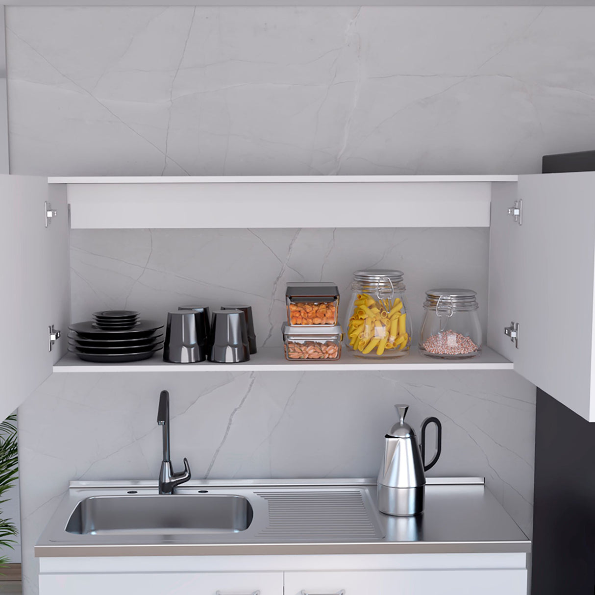 Mueble Superior de Cocina Napoles Blanco 120x49cm con Dos Puertas - MUEBLES SUPERIORES DE COCINA | Bylmo