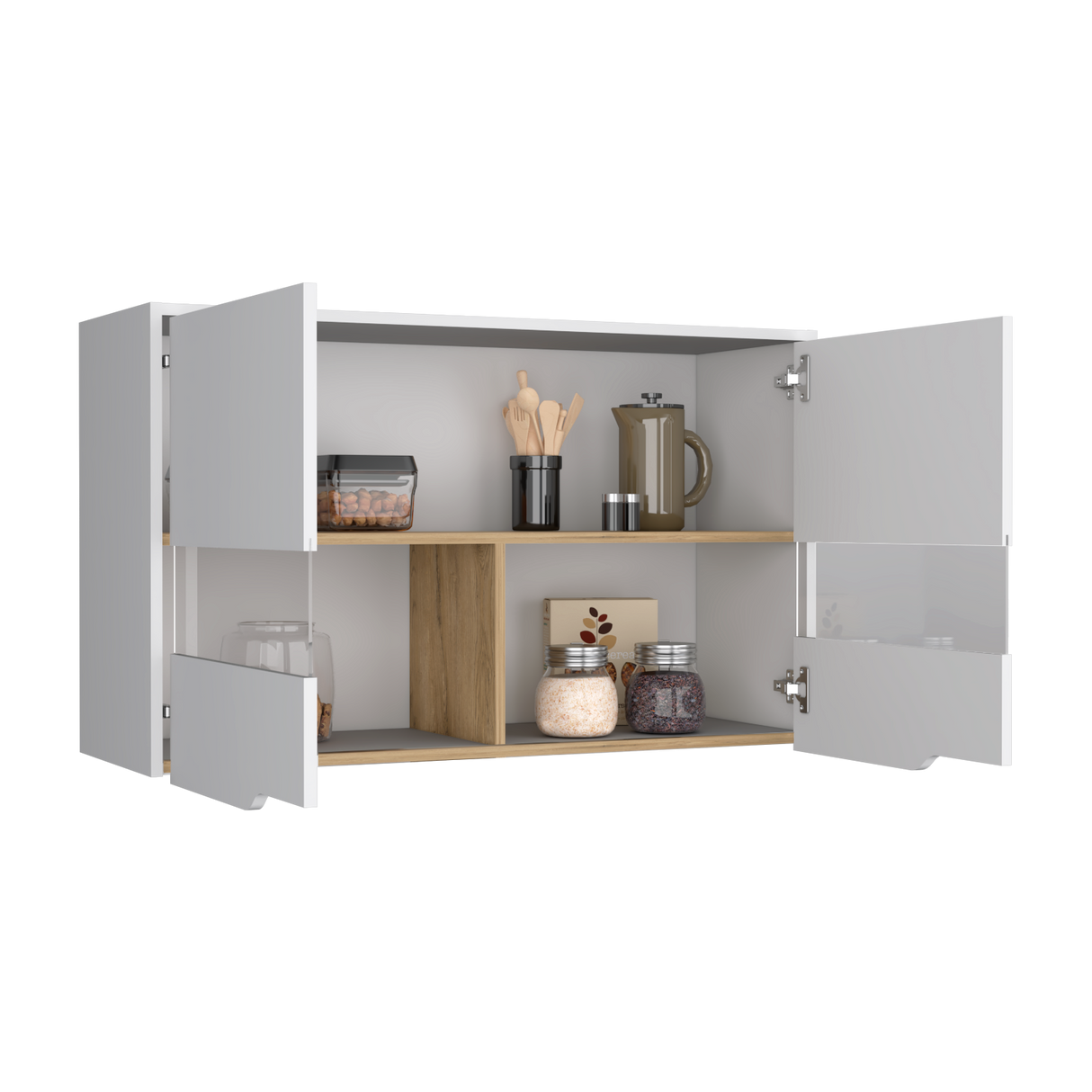Mueble Superior de Cocina Soler Blanco y Macadamia 100x60cm con Cuatro Puertas - MUEBLES SUPERIORES DE COCINA | Bylmo