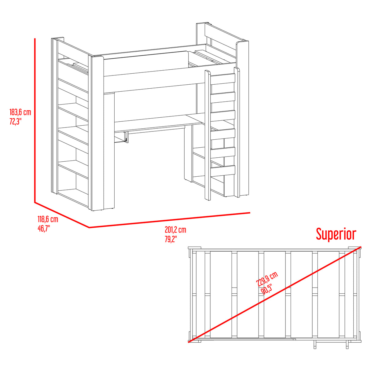 Cama Multifuncional Cozy Plomo y Fresno Europeo 201.2x183.6cm para Colchón Sencilla 100 X 190 Cm con Cabecero y Piecero - CAMAS | Bylmo