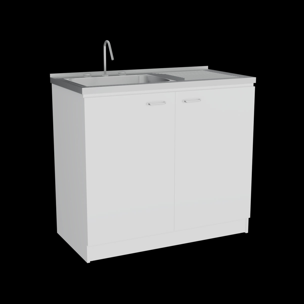 Mueble Inferior de Cocina Napoles Blanco 100x90cm Con Mesón de Acero Inoxidable para Lado Izquierdo y sin Estufa - MUEBLES INFERIORES DE COCINA | Bylmo