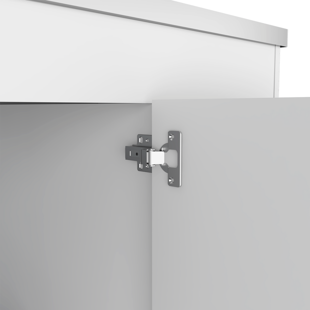 Mueble Inferior de Cocina Ferreti Blanco 100x90cm Con Mesón de Acero Inoxidable para Lado Izquierdo y sin Estufa - MUEBLES INFERIORES DE COCINA | Bylmo