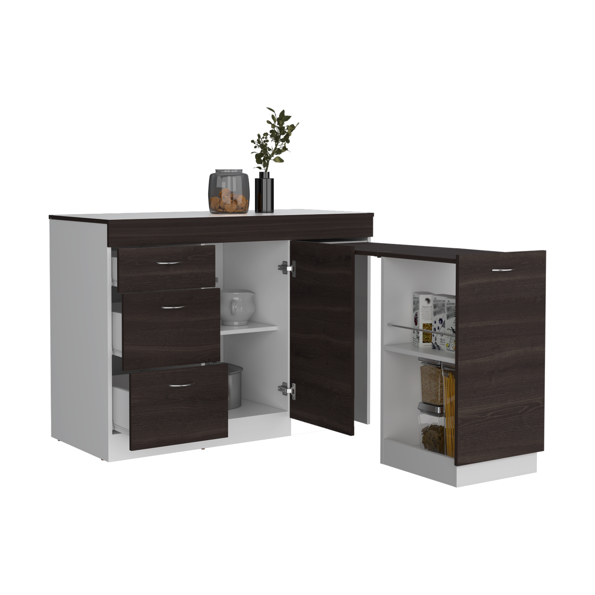 Mueble Inferior de Cocina Grecia Blanco y Milan 116.4x84.8cm Sin Mesón y sin Estufa - MUEBLES INFERIORES DE COCINA | Bylmo