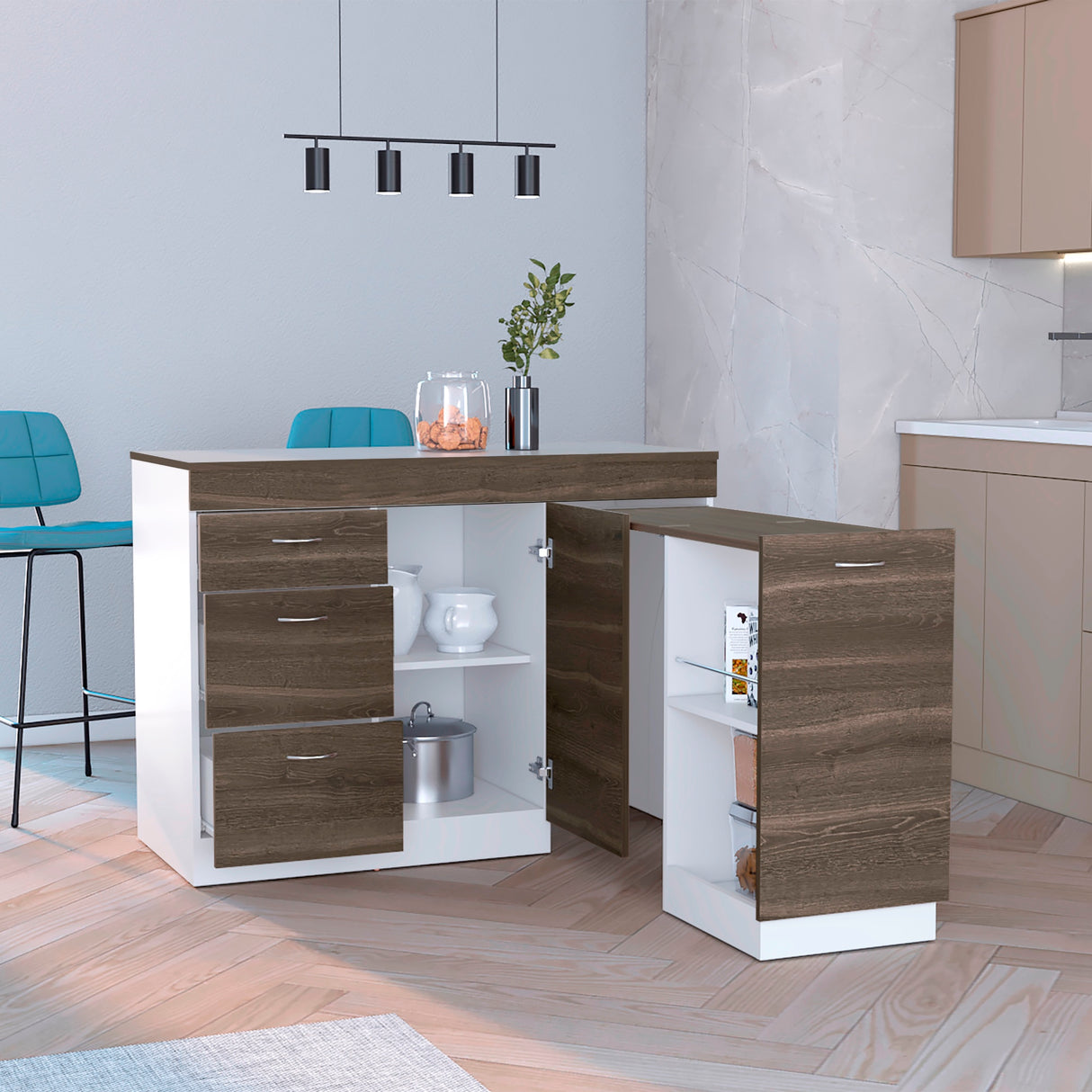 Mueble Inferior de Cocina Grecia Blanco y Milan 116.4x84.8cm Sin Mesón y sin Estufa - MUEBLES INFERIORES DE COCINA | Bylmo