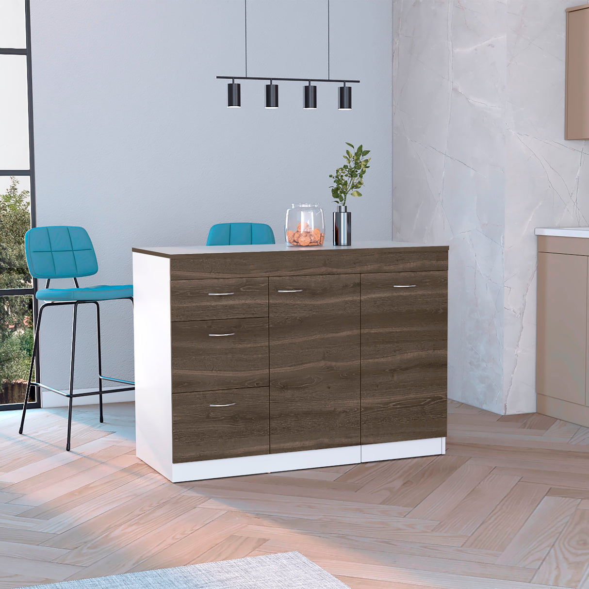 Mueble Inferior de Cocina Grecia Blanco y Milan 116.4x84.8cm Sin Mesón y sin Estufa - MUEBLES INFERIORES DE COCINA | Bylmo