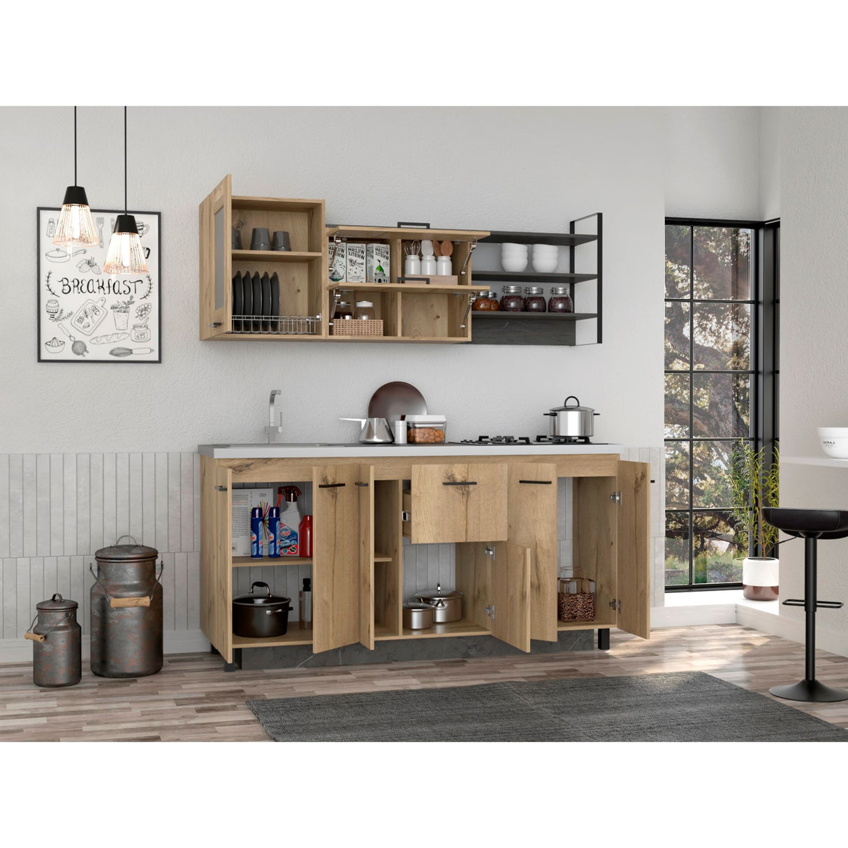 Cocina Carmen Duna Y Onix 180x88cm con Mesón de Acero Inoxidable y con Pozuelo - COCINAS | Bylmo