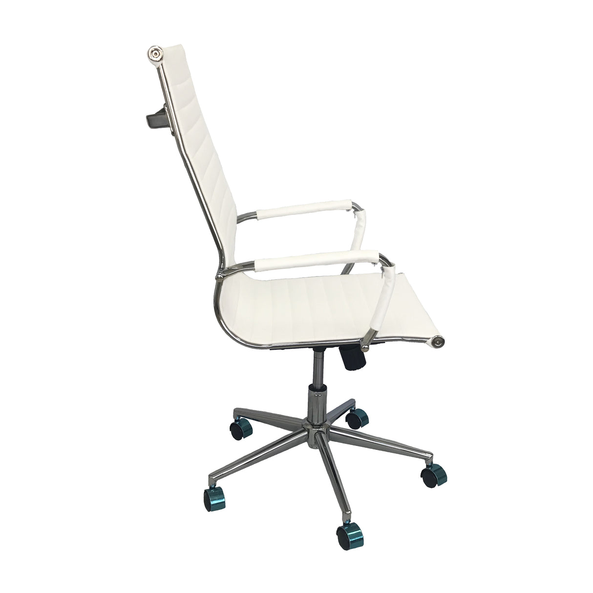 Silla de Oficina Alta Esterilla Blanco 61x46.5cm Reclinable y Giratoria con Ruedas - SILLAS DE OFICINA | Bylmo