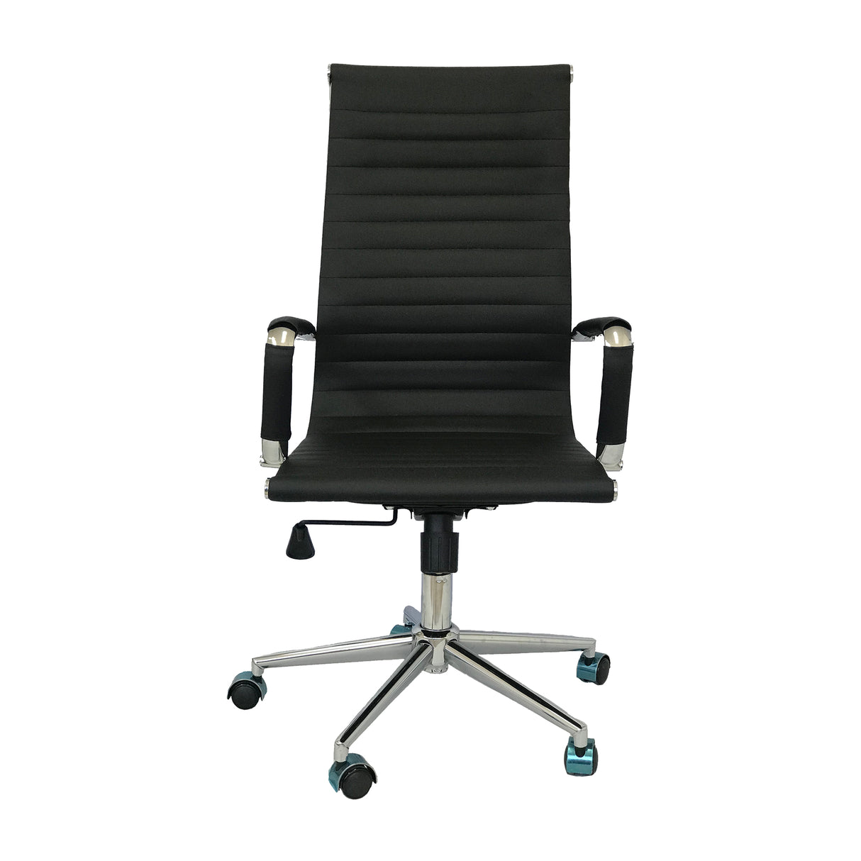 Silla de Oficina Alta Esterilla Negro Cuero Ecológico 61x46.5cm Reclinable y Giratoria con Ruedas - SILLAS DE OFICINA | Bylmo