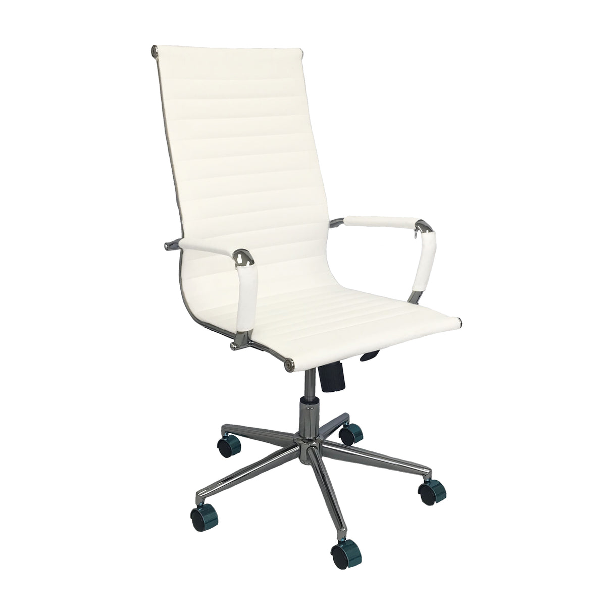 Set x 2 Sillas de Oficina Alta Esterilla Blanco 61x46.5cm Reclinable y Giratoria con Ruedas - SILLAS DE OFICINA | Bylmo