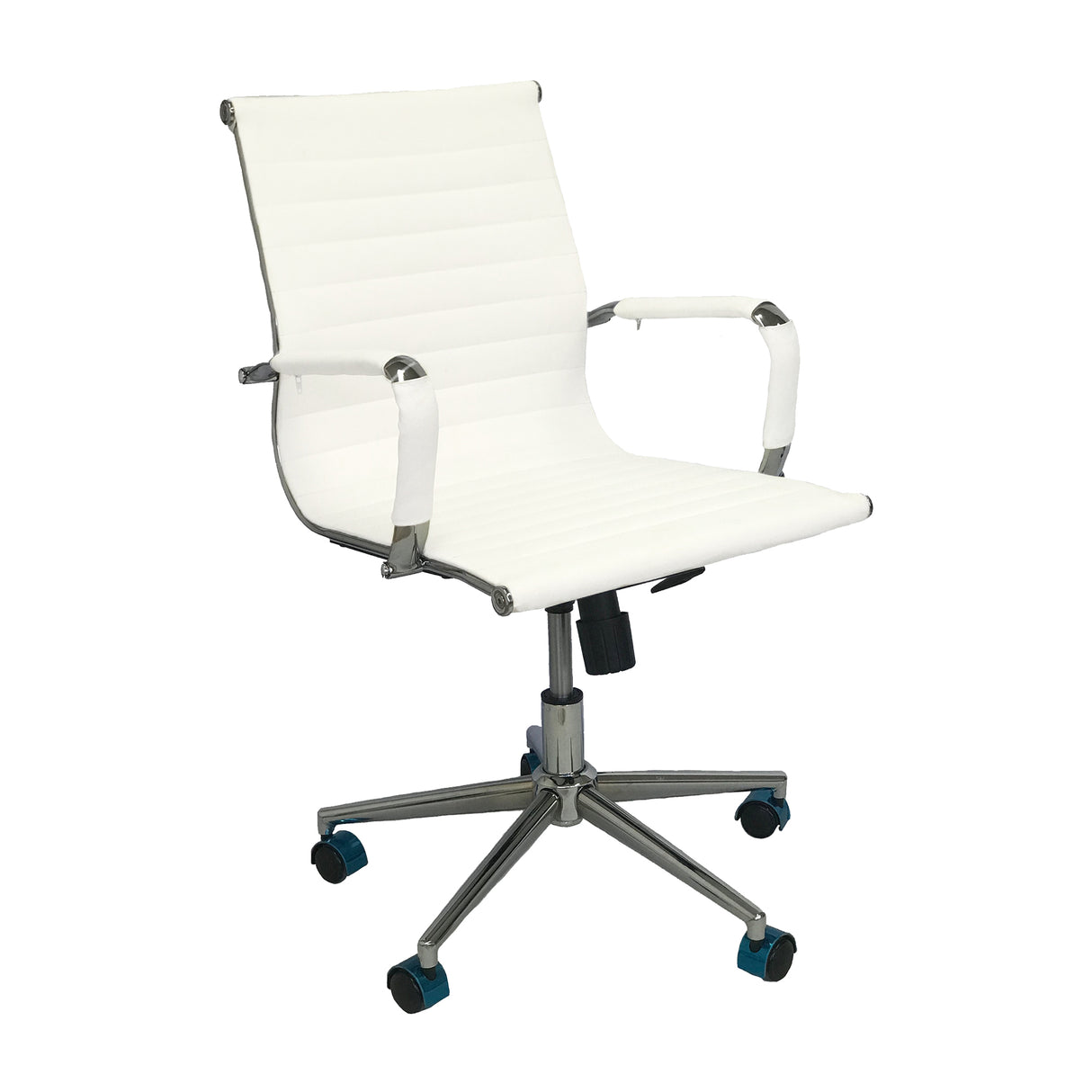 Set x 2 Sillas de Oficina Esterilla Blanco 61x46.5cm Reclinable y Giratoria con Ruedas - SILLAS DE OFICINA | Bylmo