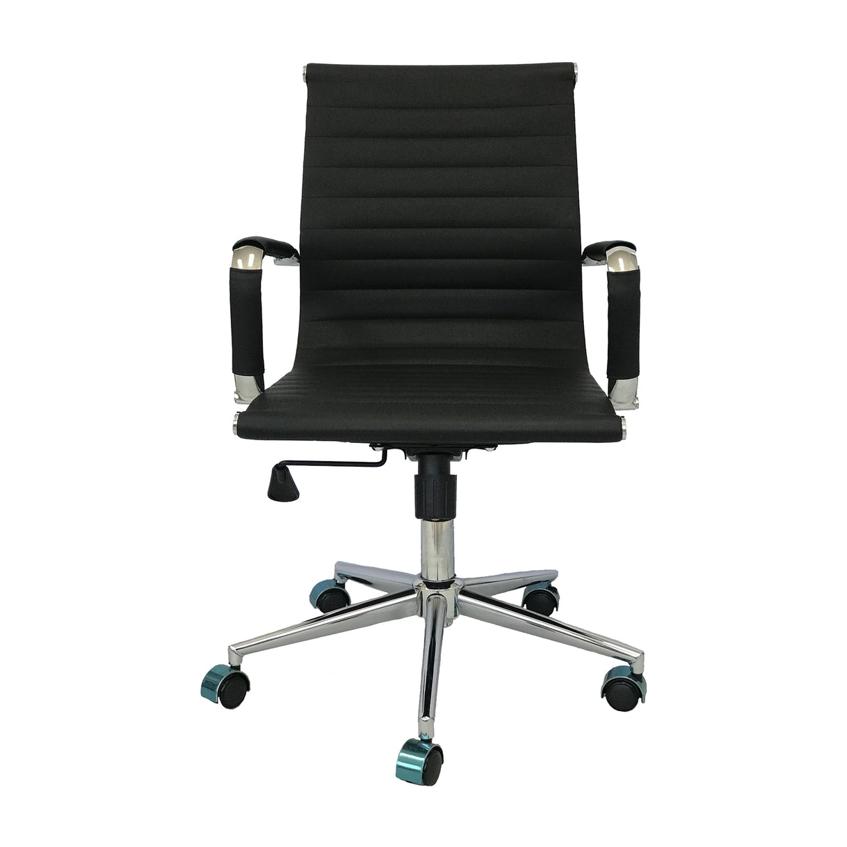 Set x 2 Sillas de Oficina Esterilla Negro 61x46.5cm Reclinable y Giratoria con Ruedas - SILLAS DE OFICINA | Bylmo