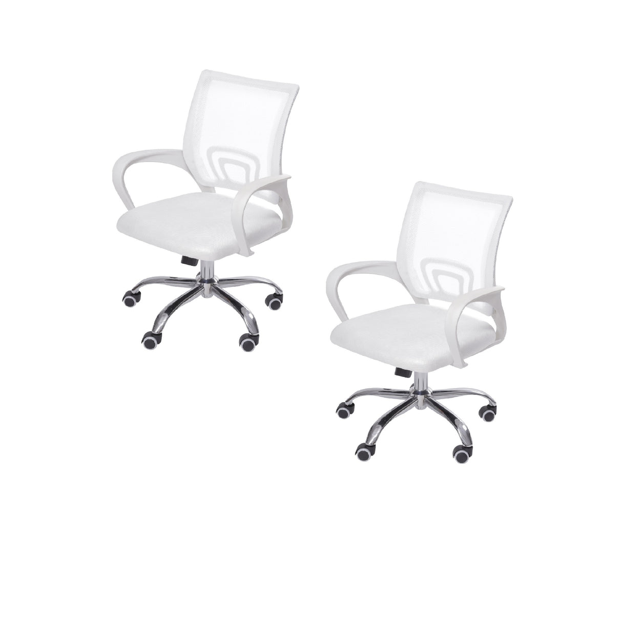 Set x 2 Sillas de Oficina Tok Blanco 57x52cm Reclinable y Giratoria con Ruedas - SILLAS DE OFICINA | Bylmo