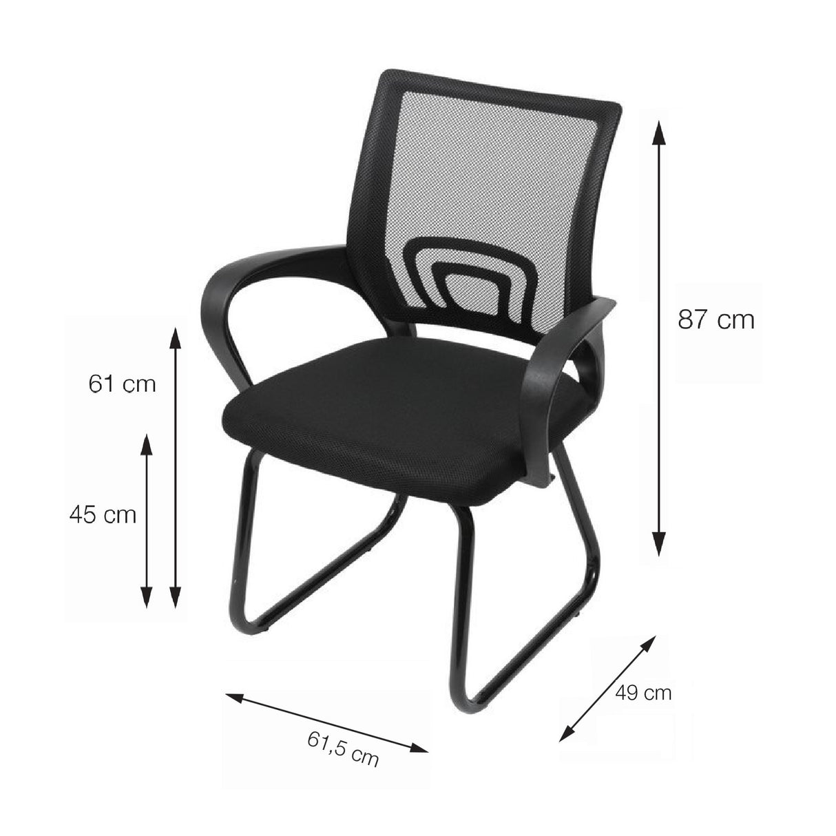 Silla de Oficina Tok Negro 61.5x49cm de Base Fija - SILLAS DE OFICINA | Bylmo