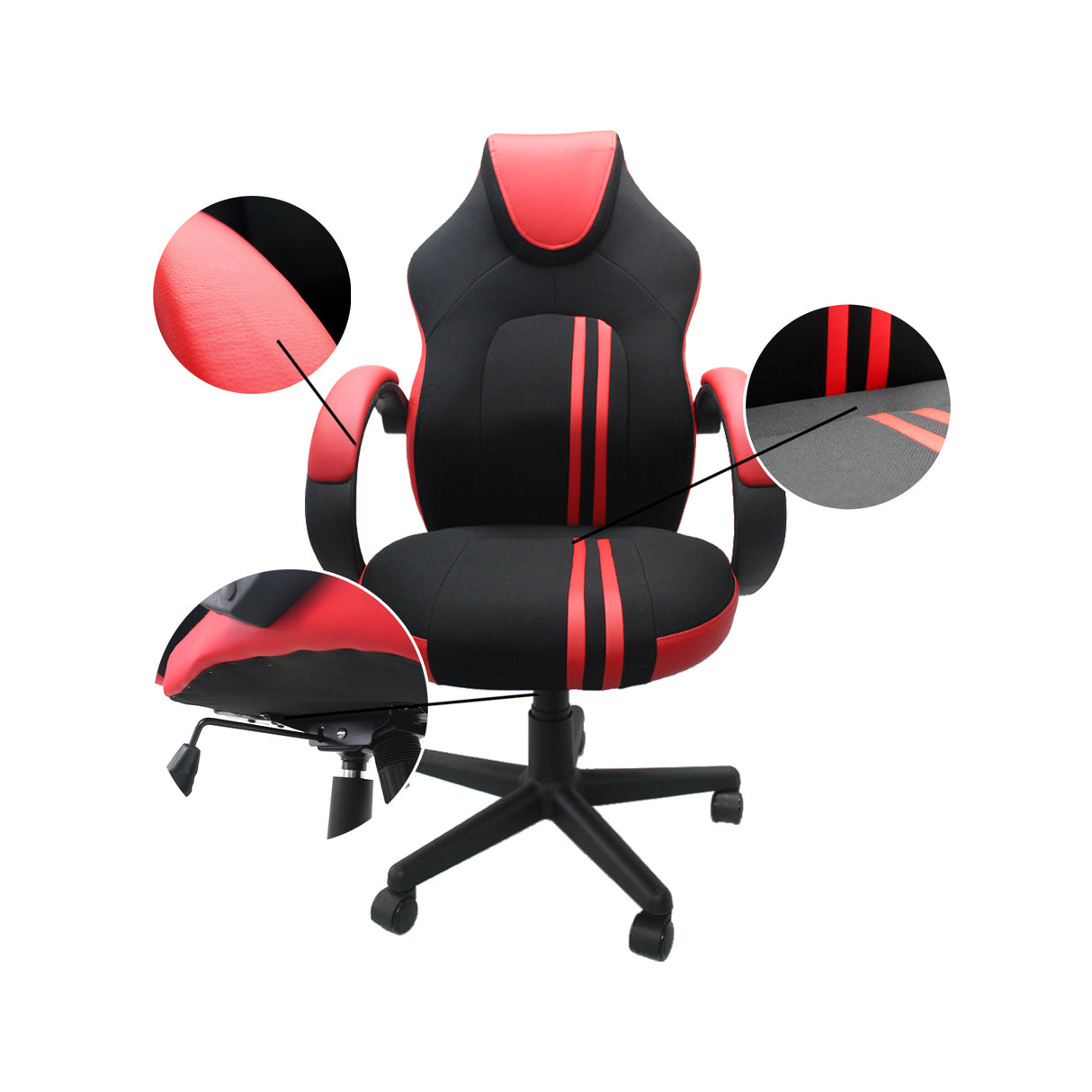 Silla Gamer Olympo Rojo 58x54cm Reclinable y Giratoria con Ruedas - SILLAS DE OFICINA | Bylmo