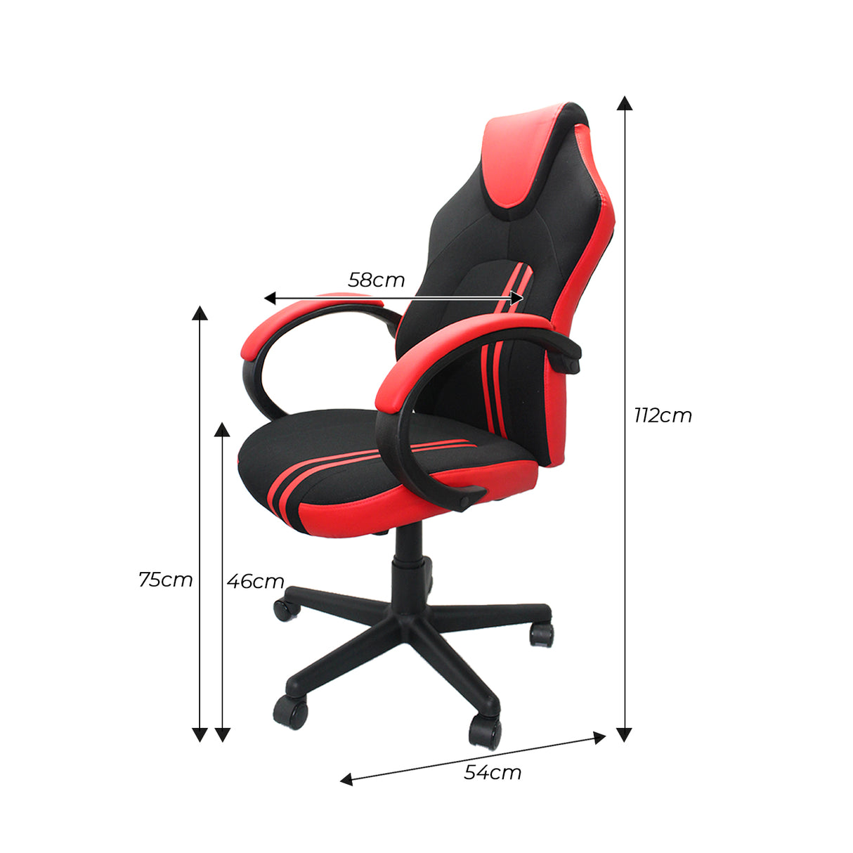 Silla Gamer Olympo Rojo 58x54cm Reclinable y Giratoria con Ruedas - SILLAS DE OFICINA | Bylmo