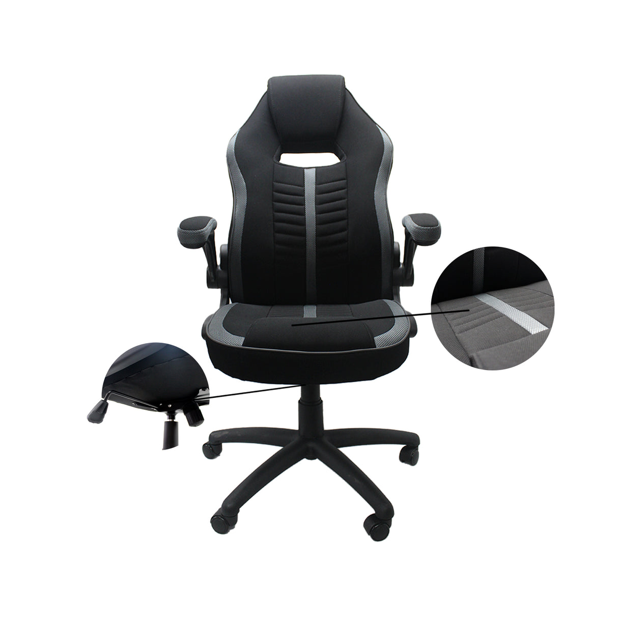 Silla Gamer Topgun Gris 63x58cm Reclinable y Giratoria con Ruedas - SILLAS DE OFICINA | Bylmo