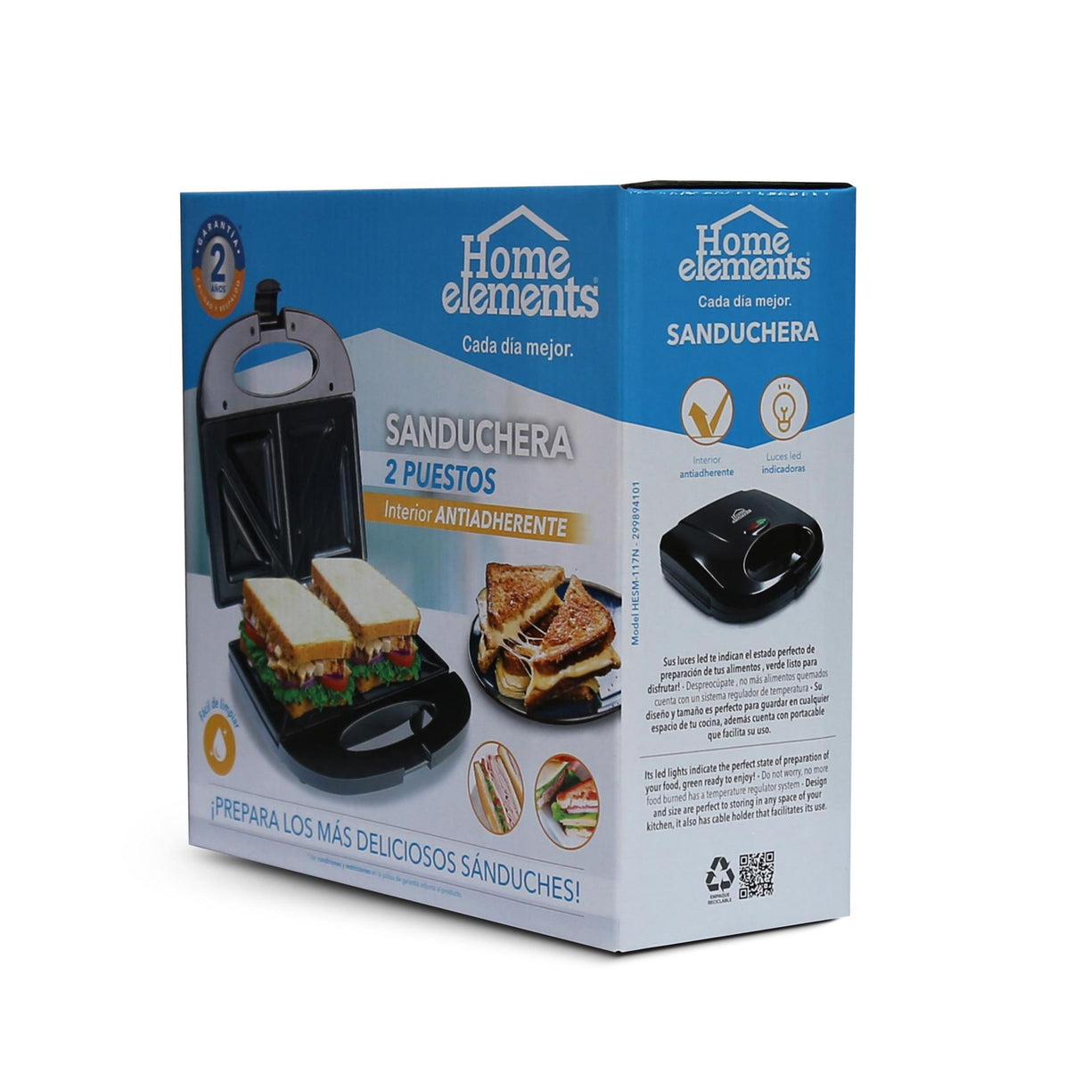 Sanduchera Negro 21.5x9cm de Dos Puestos Triangular - SANDUCHERAS Y WAFLERAS | Bylmo