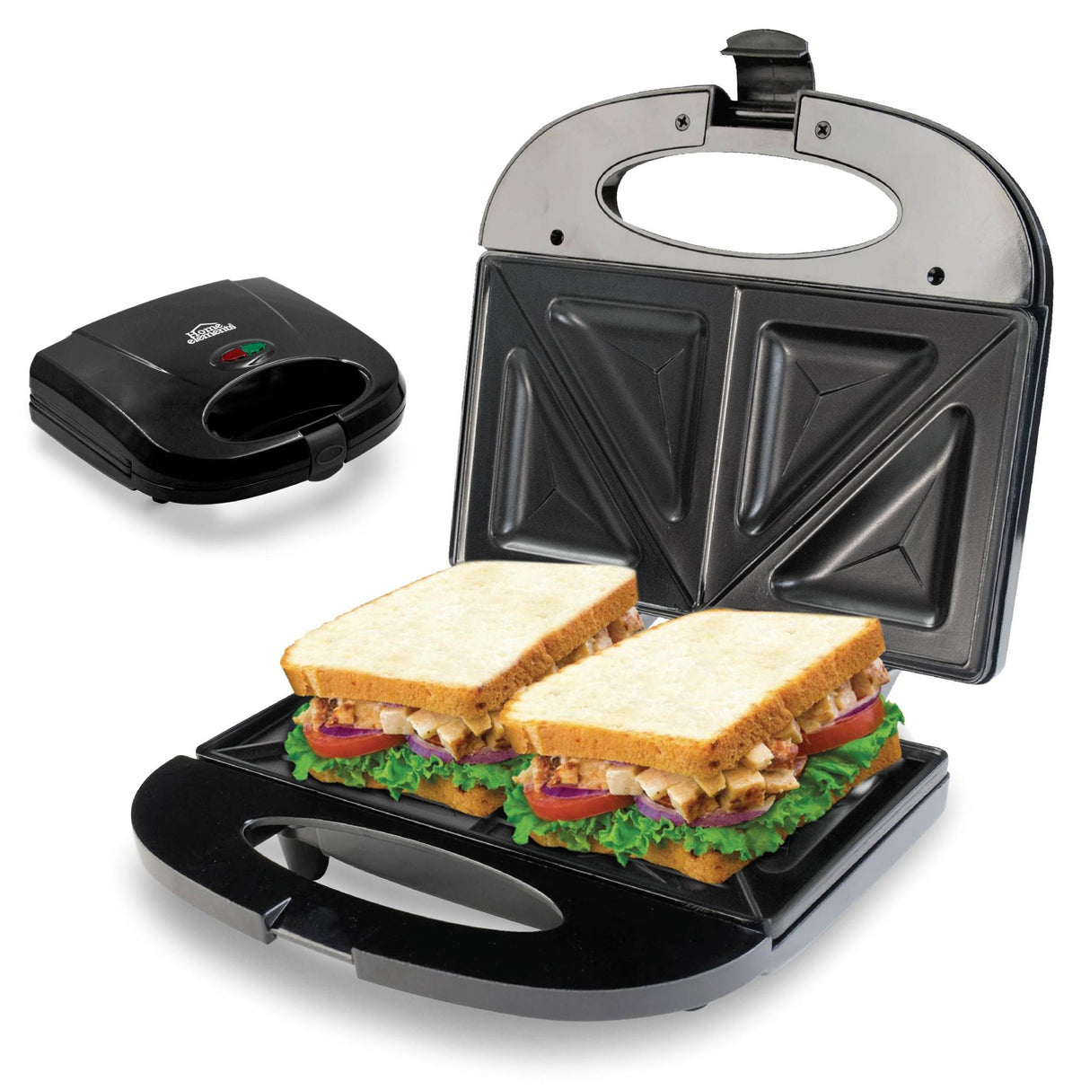 Sanduchera Negro 21.5x9cm de Dos Puestos Triangular - SANDUCHERAS Y WAFLERAS | Bylmo