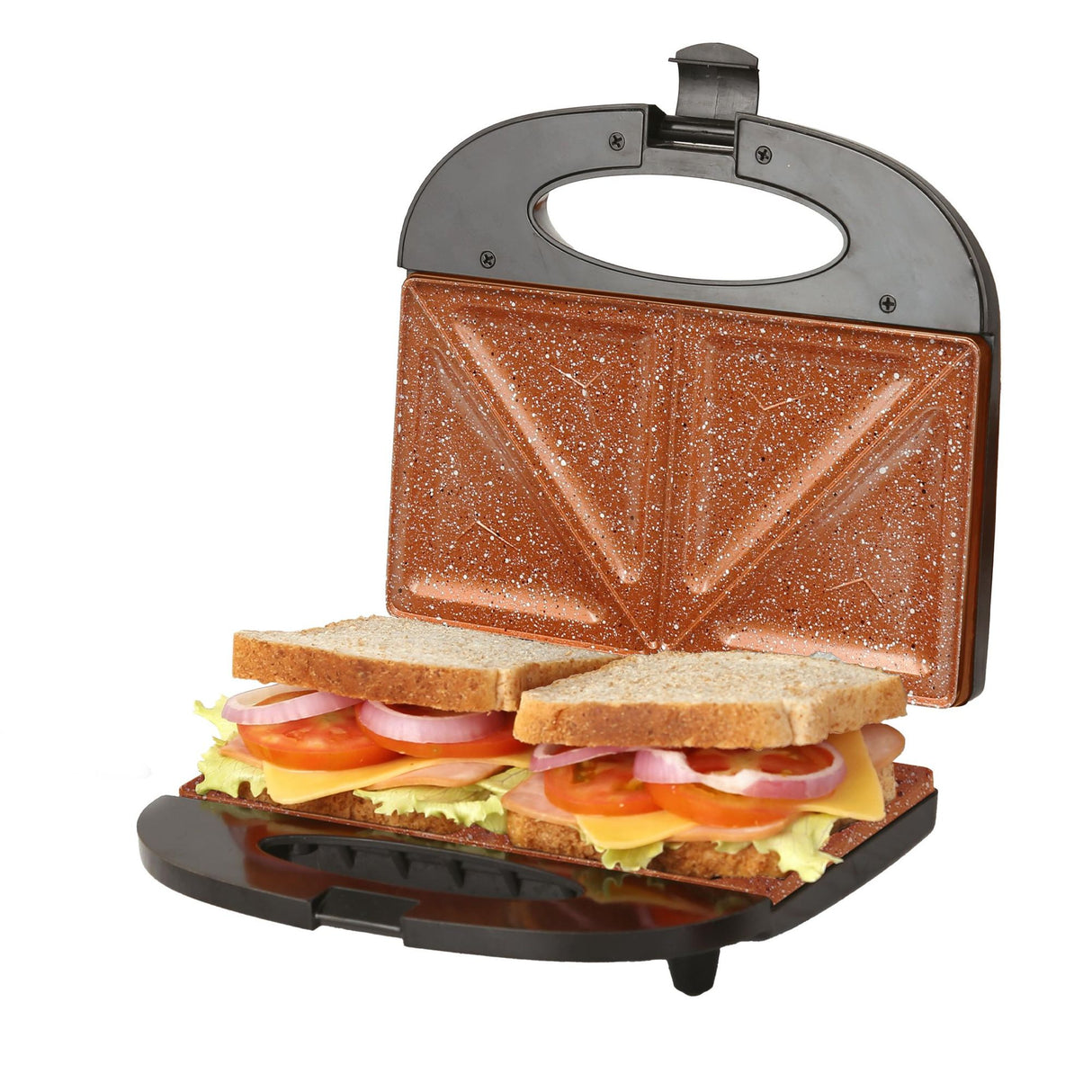 Sanduchera Negro y Cobre 21.5x9cm de Dos Puestos Triangular - SANDUCHERAS Y WAFLERAS | Bylmo